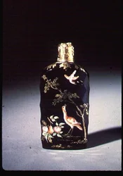 Scent Bottle, Blown, Cut, Enamelled and Gilded, Attributed to Bristol